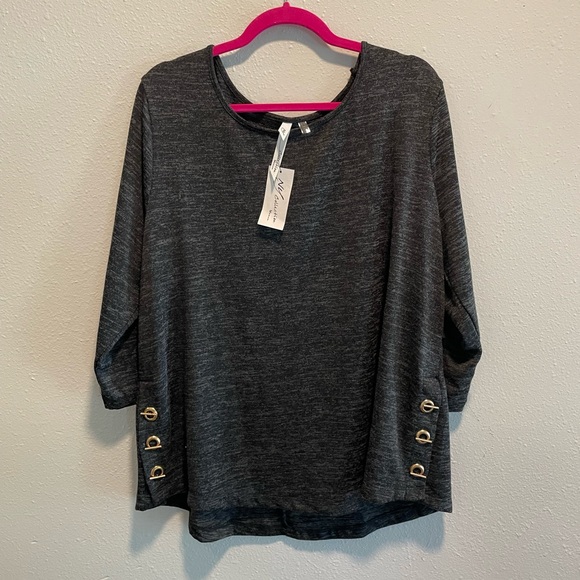 2X NY Collection Women’s Gray Long Sleeve Blouse New With Tags - Picture 9 of 12